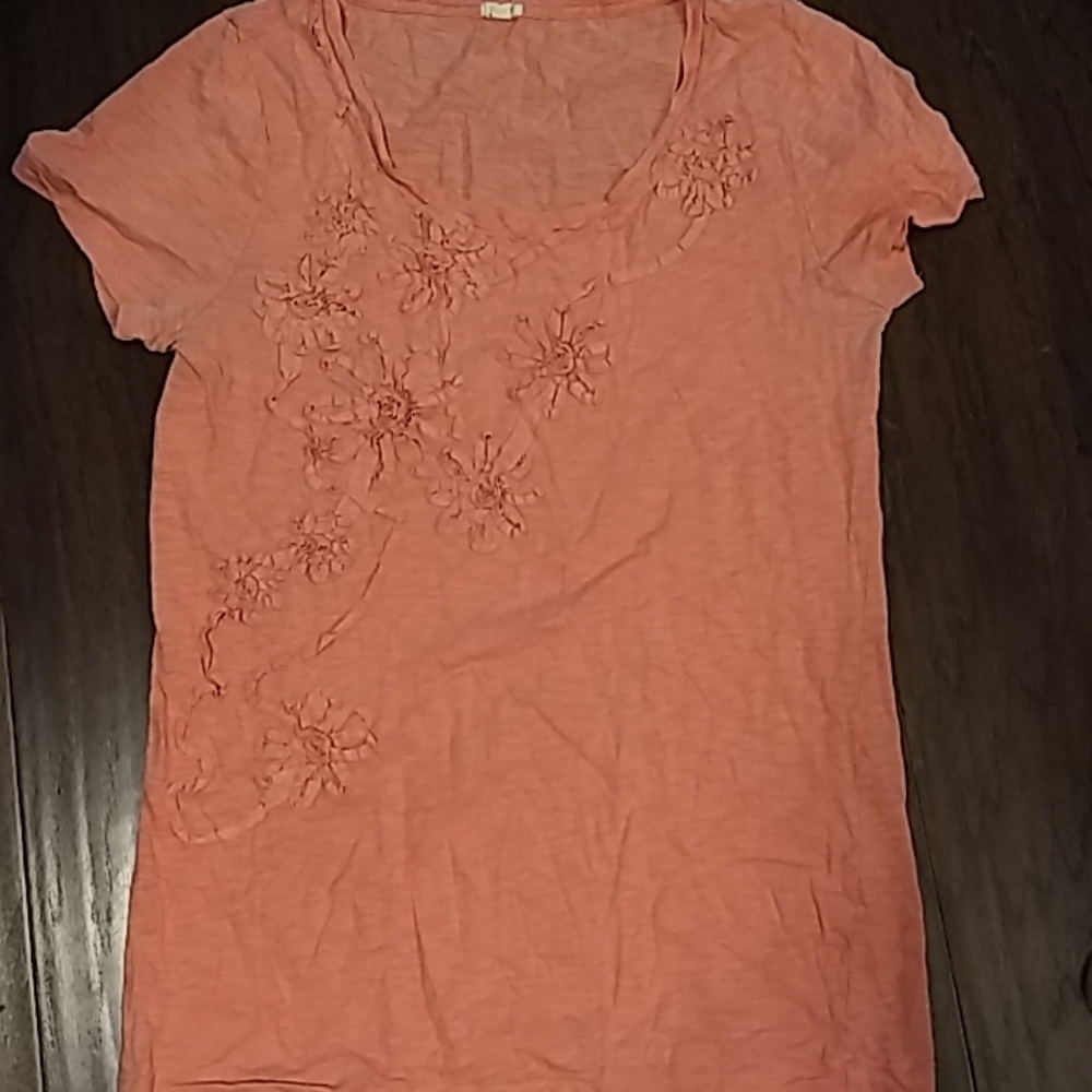 J Crew coral flower t shirt size small